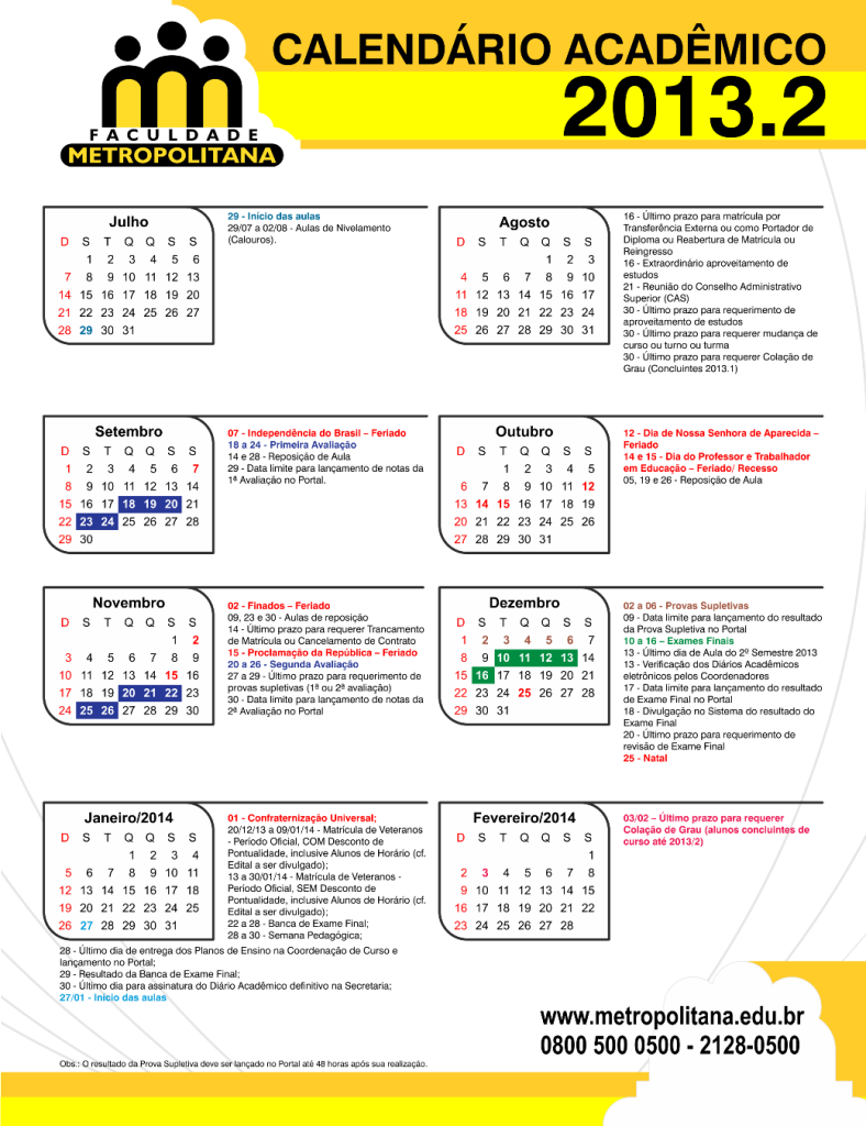 Calendário Acadêmico 2013-2